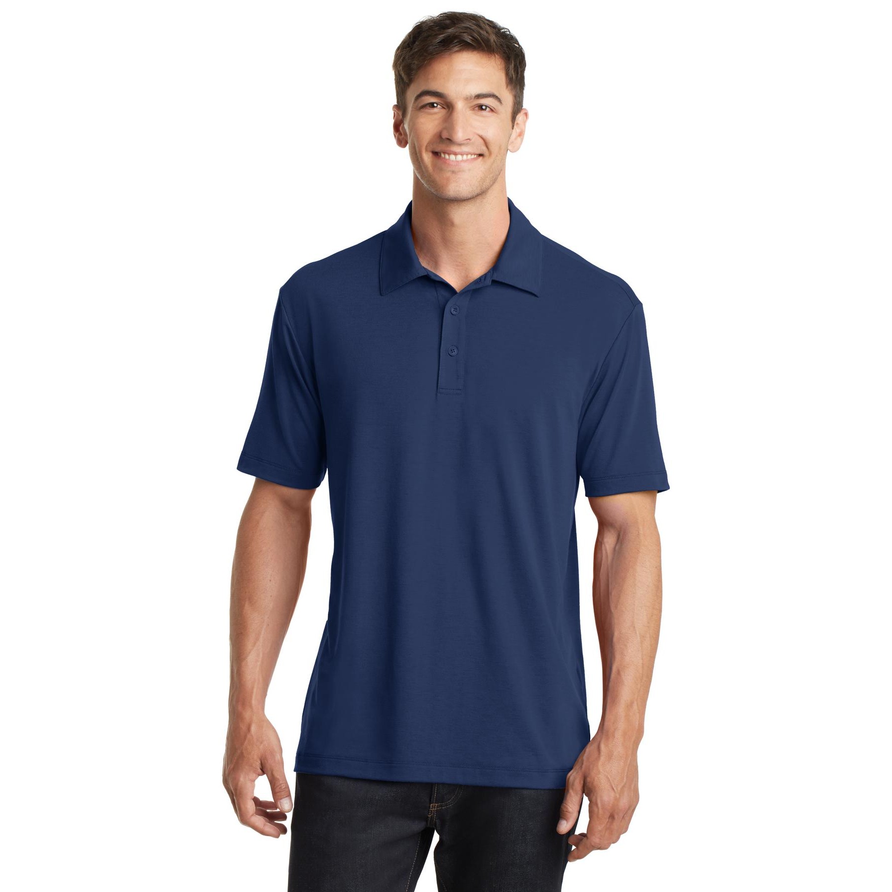 20260526160057-1f1591c1-5691-6432-b7e6-d6bd0cacf235-3.jpg Performance Polo Shirt with Logo on Right Sleeve — Cotton-Touch Breathable Golf & Work Polo - Image 1